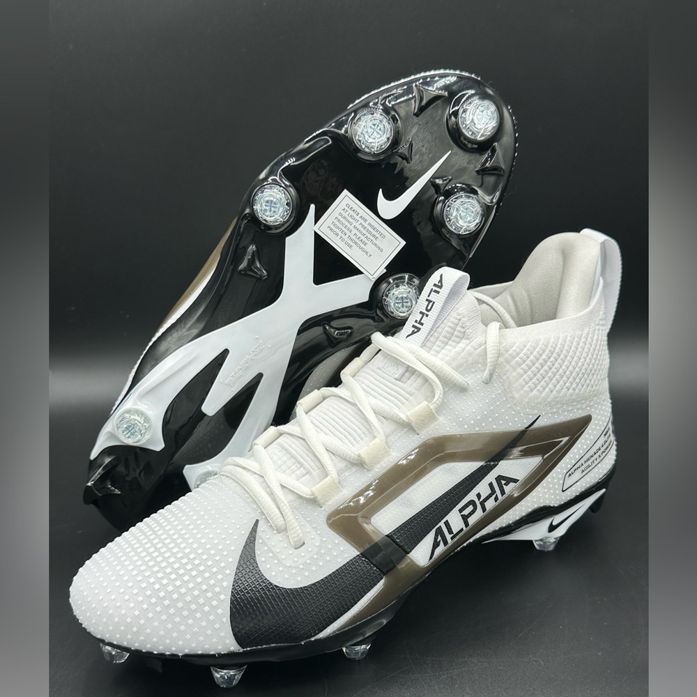 Nike Alpha Menace 4 Elite Detachable Mens 12.5 Football Cleats White HF4550-100
